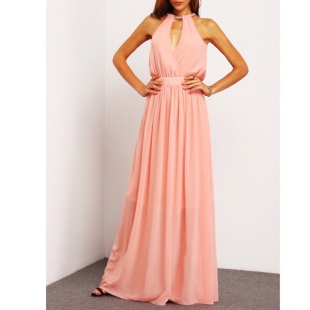 Shein Pink Maxi Wedding Guest Dress